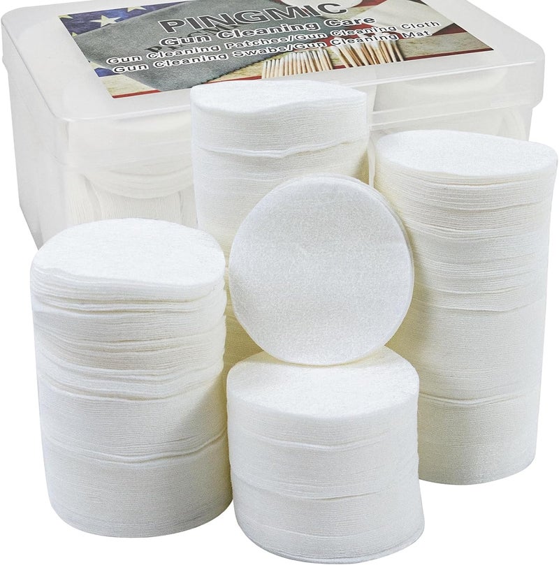 PINGMIC Thick Gun Cleaning Patches, Gun Cleaning Pads with Storage Box Gun Cleaning Cloth Round Gun Cleaner 9mm Cleaning Patches for Firearms Fit for .22 .380 .308 .357 .45 Caliber Gun Cleaning Wipes - Image 1